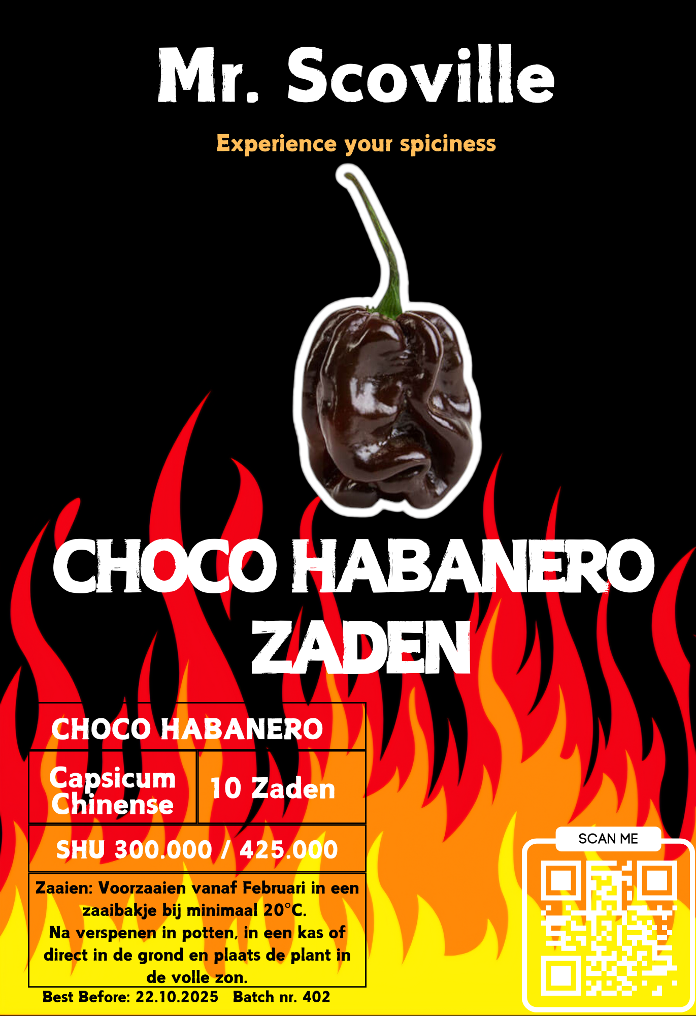 Chocolade Habanero zaden - 10 stuks