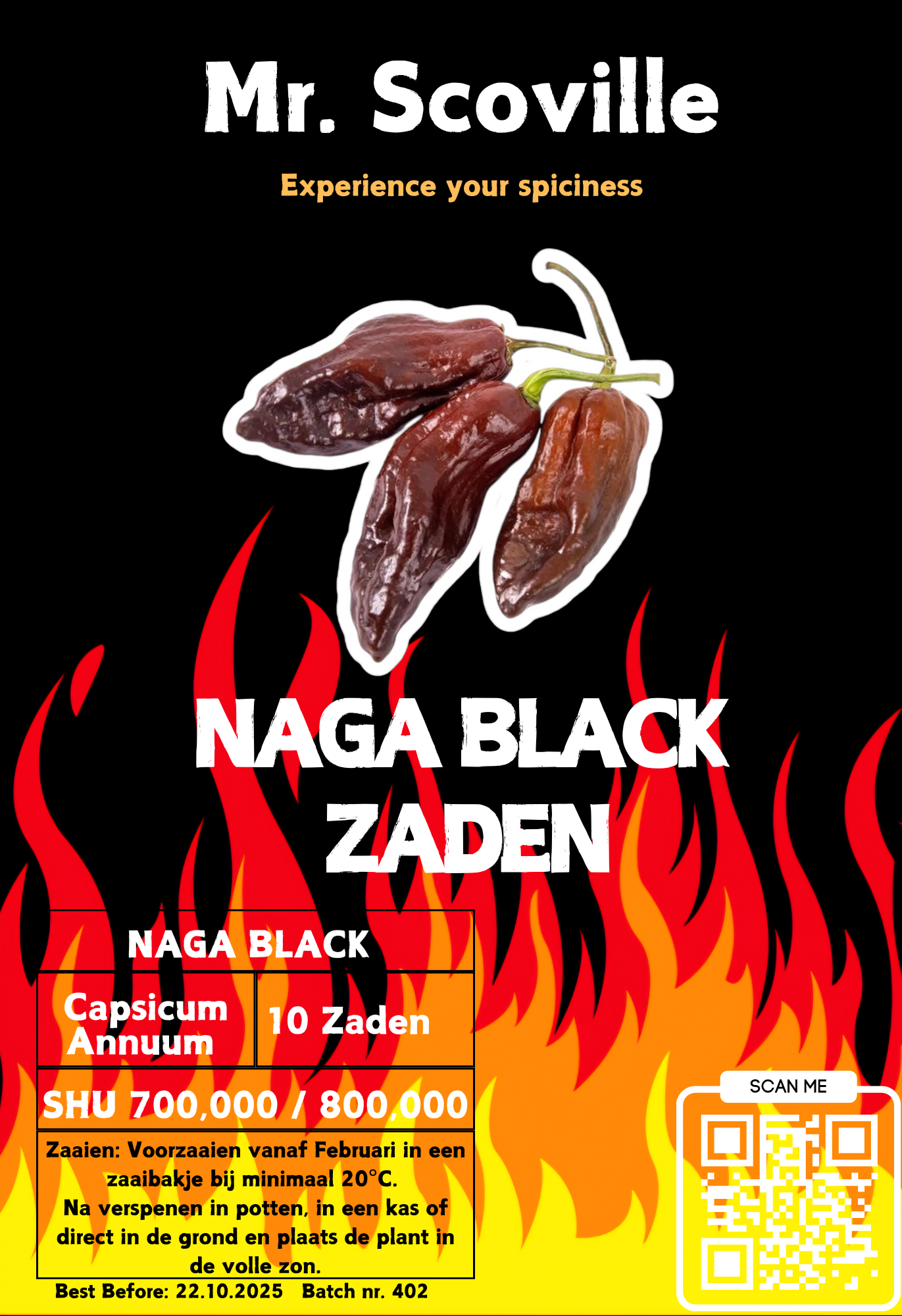 Naga Black zaden - 10 stuks