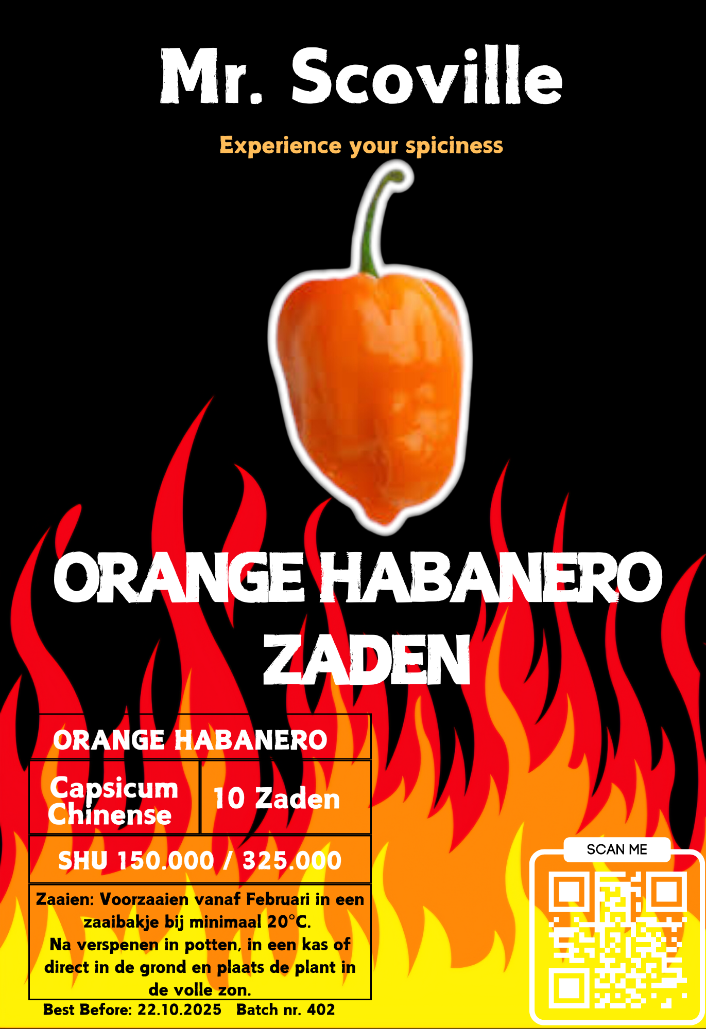 Orange Habanero zaden - 10 stuks